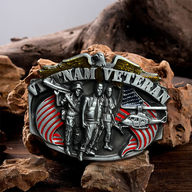 Men's DIY Vietnam Veteran Buckle Leather Belt - Vietnam Veteran - Without Belt - image 0