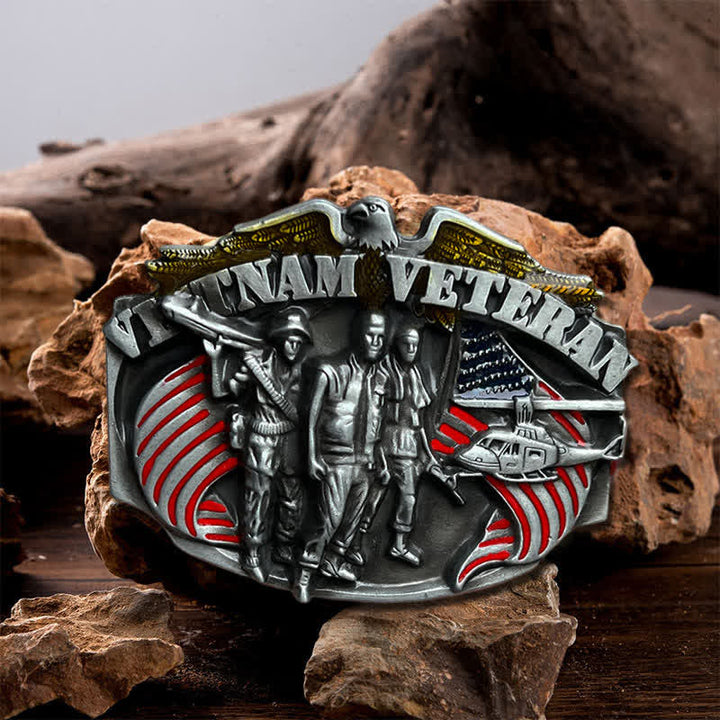 Men's DIY Vietnam Veteran Buckle Leather Belt - Vietnam Veteran - Without Belt - image 0