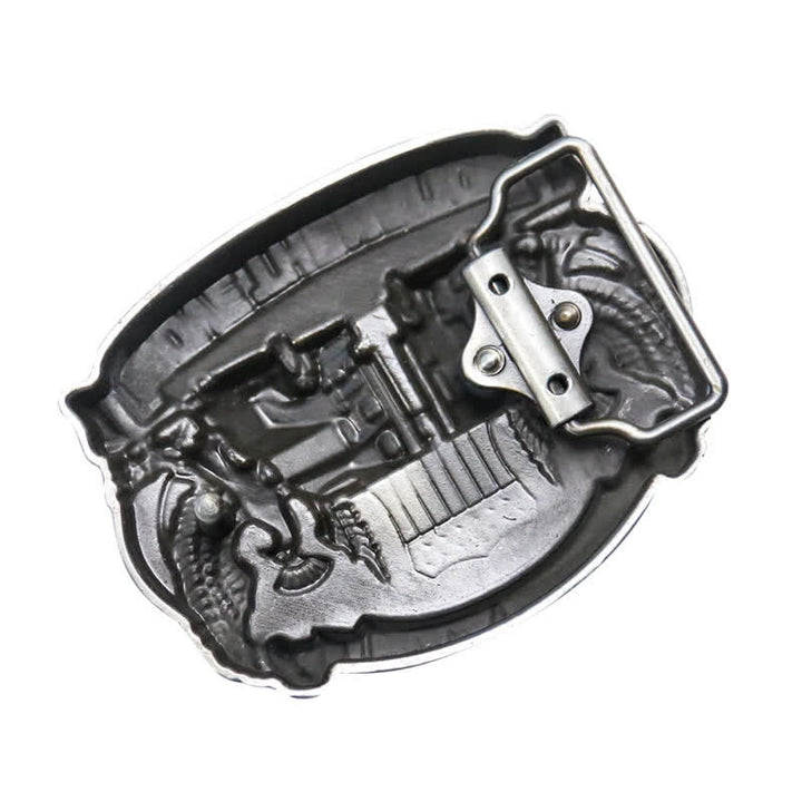 Men's DIY Truck Drivers Statement Buckle Leather Belt - image 1