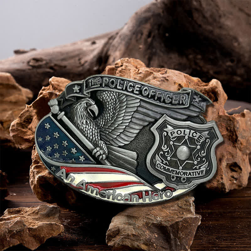 Men's DIY Police Officer Hero Eagle Buckle Leather Belt - Police Officer - Without Belt - image 0