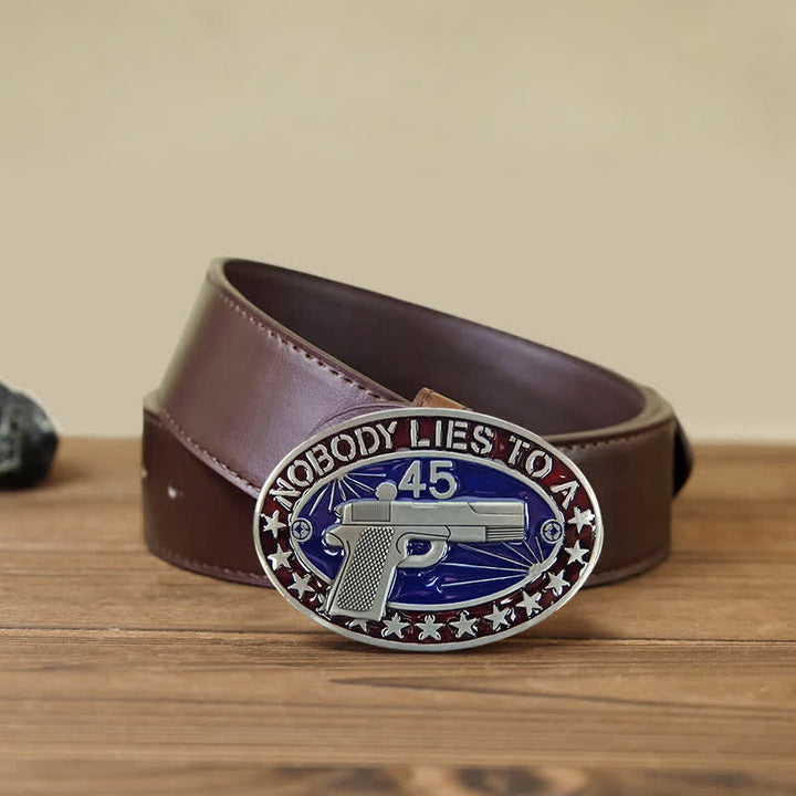 Men's DIY Enamel Gun Pistol Stars Buckle Leather Belt - Pistol - Brown PU Belt (40) - image 8