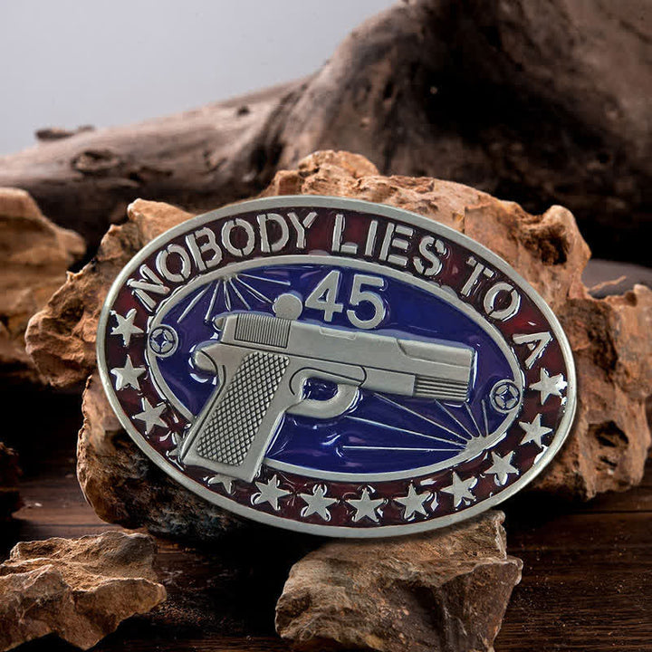 Men's DIY Enamel Gun Pistol Stars Buckle Leather Belt - Pistol - Without Belt - image 0