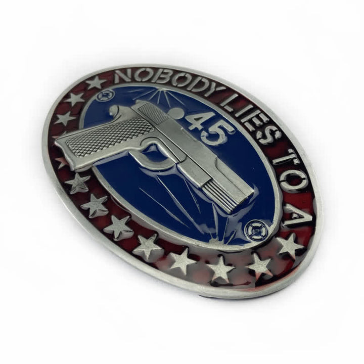 Men's DIY Enamel Gun Pistol Stars Buckle Leather Belt - image 3