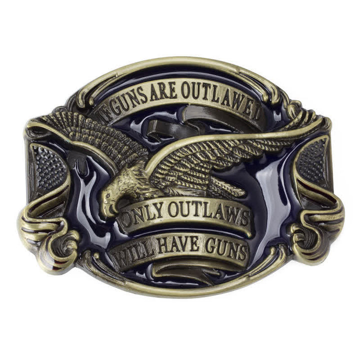 Men's DIY Soaring Eagle Statement Buckle Leather Belt - Antique Bronze - Without Belt - image 5