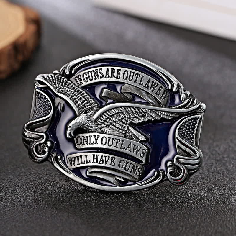 Men's DIY Soaring Eagle Statement Buckle Leather Belt - Antique Silver - Without Belt - image 0