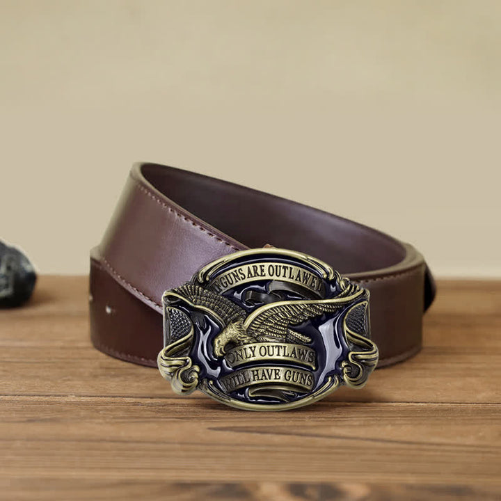 Men's DIY Soaring Eagle Statement Buckle Leather Belt - Antique Bronze - Brown PU Belt (40) - image 14