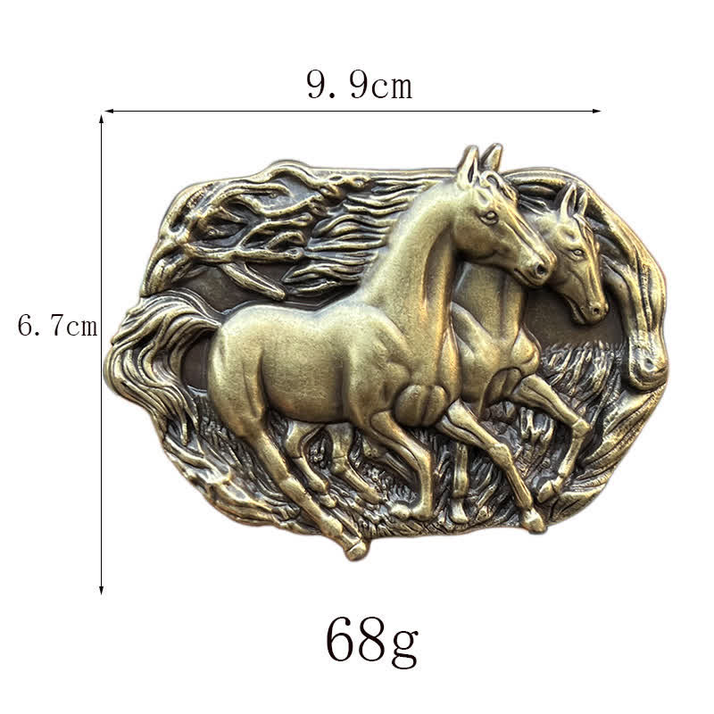 Men's DIY Wild Running Horses Buckle Leather Belt - image 2