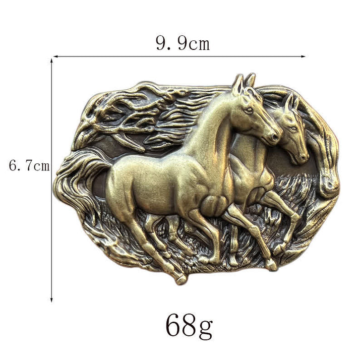 Men's DIY Wild Running Horses Buckle Leather Belt - image 2