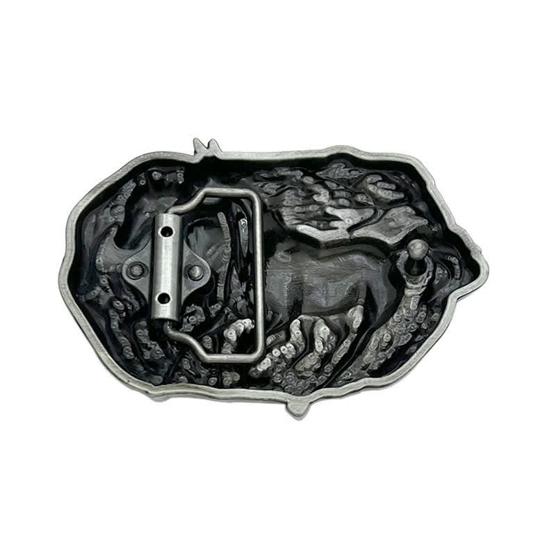 Men's DIY Wild Running Horses Buckle Leather Belt - image 4