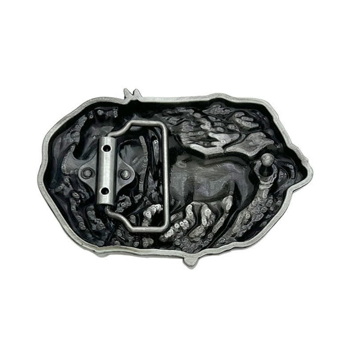 Men's DIY Wild Running Horses Buckle Leather Belt - image 4