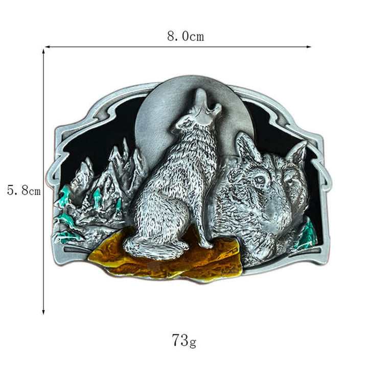 Men's DIY Two Wolves Forest Buckle Leather Belt - image 2