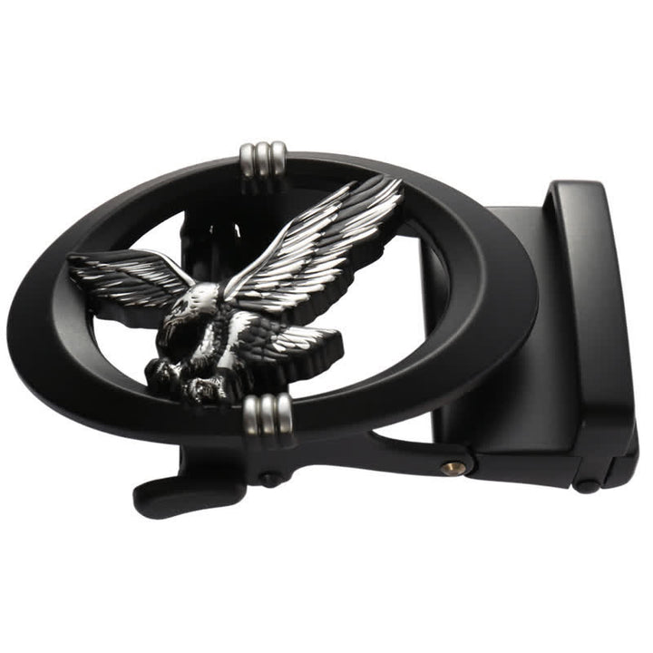 Men's DIY Eagle Black Hollow Automatic Buckle Leather Belt - image 11