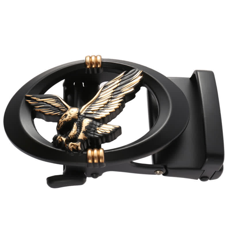 Men's DIY Eagle Black Hollow Automatic Buckle Leather Belt - image 4
