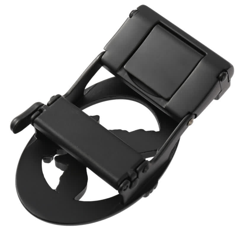 Men's DIY Eagle Black Hollow Automatic Buckle Leather Belt - image 3