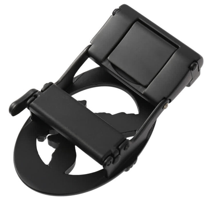 Men's DIY Eagle Black Hollow Automatic Buckle Leather Belt - image 3