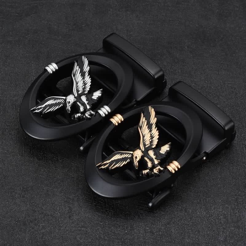 Men's DIY Eagle Black Hollow Automatic Buckle Leather Belt - image 0