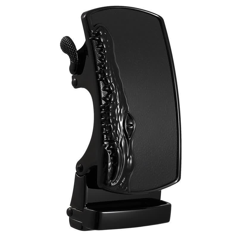 Men's DIY Black Crocodile Head Automatic Buckle Leather Belt - image 3
