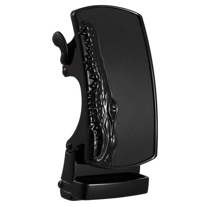 Men's DIY Black Crocodile Head Automatic Buckle Leather Belt - image 3