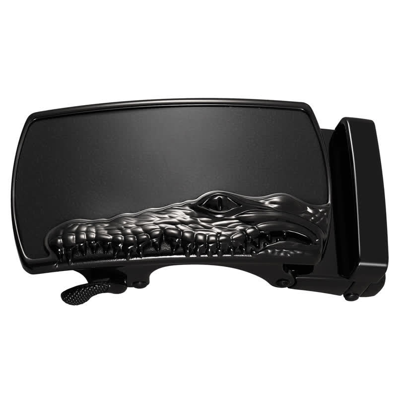 Men's DIY Black Crocodile Head Automatic Buckle Leather Belt - image 2