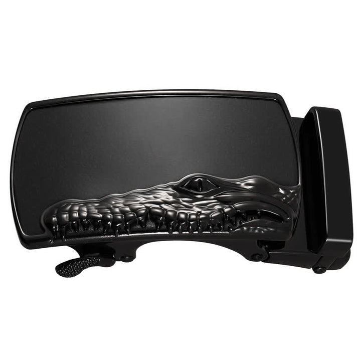Men's DIY Black Crocodile Head Automatic Buckle Leather Belt - image 2