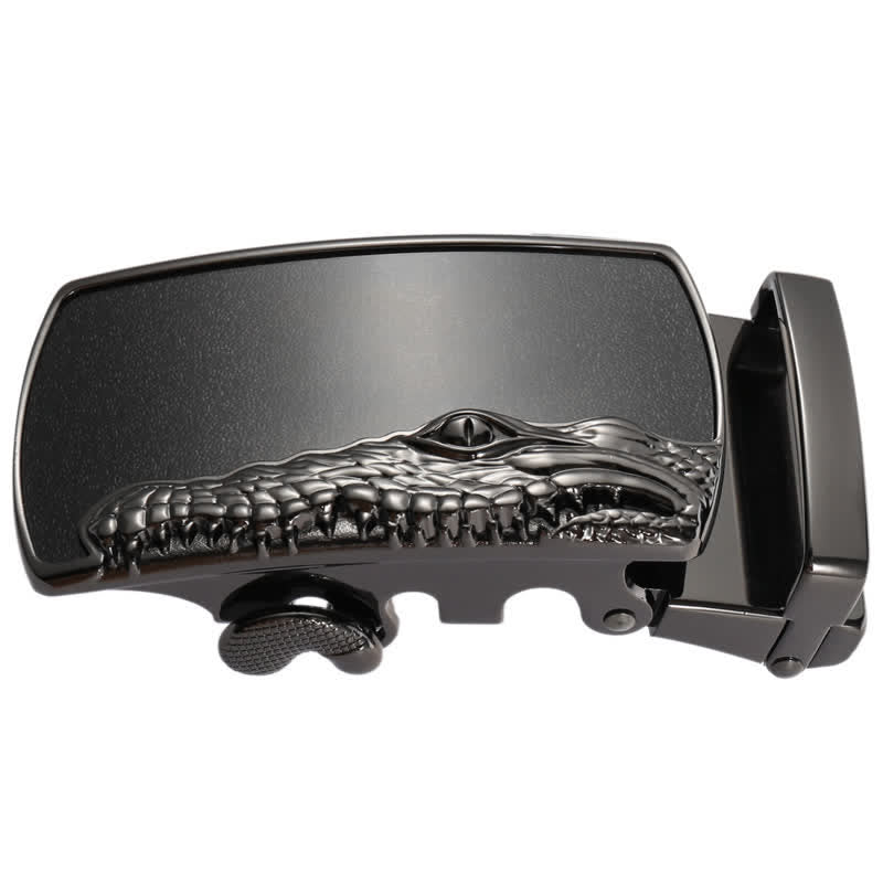 Men's DIY Black Crocodile Head Automatic Buckle Leather Belt - image 11