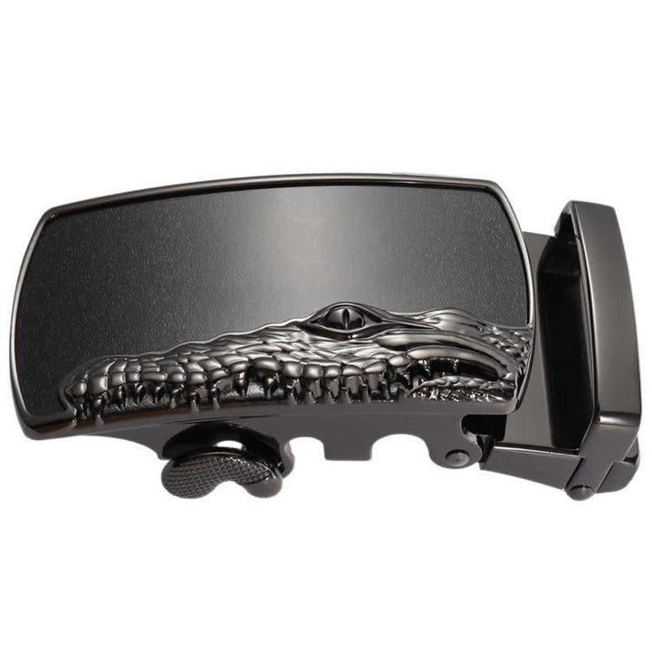 Men's DIY Black Crocodile Head Automatic Buckle Leather Belt - image 11