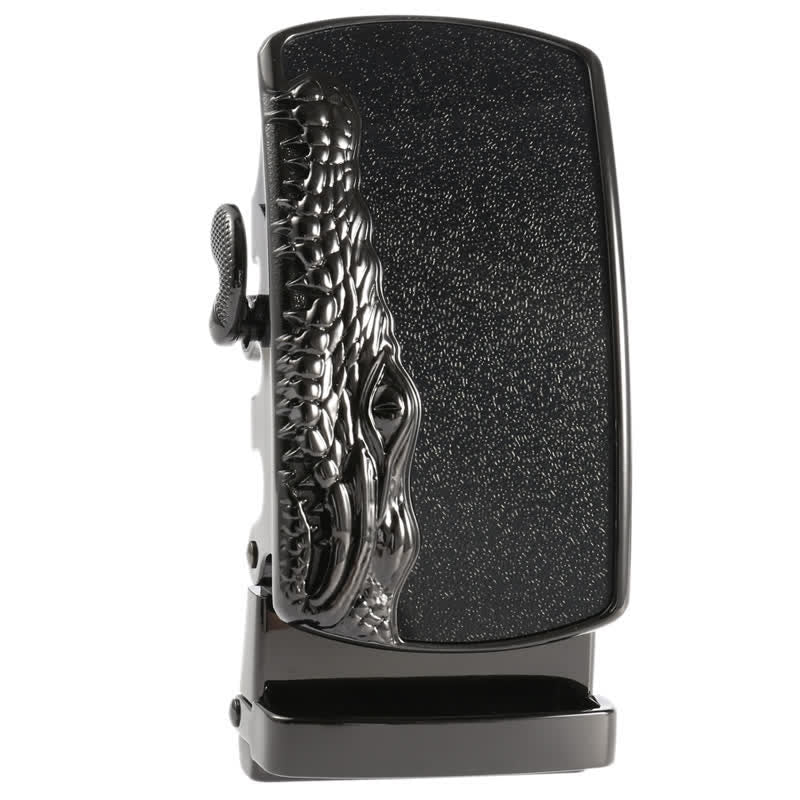Men's DIY Black Crocodile Head Automatic Buckle Leather Belt - image 12