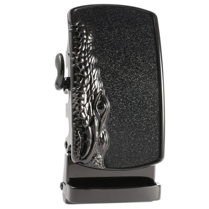 Men's DIY Black Crocodile Head Automatic Buckle Leather Belt - image 12