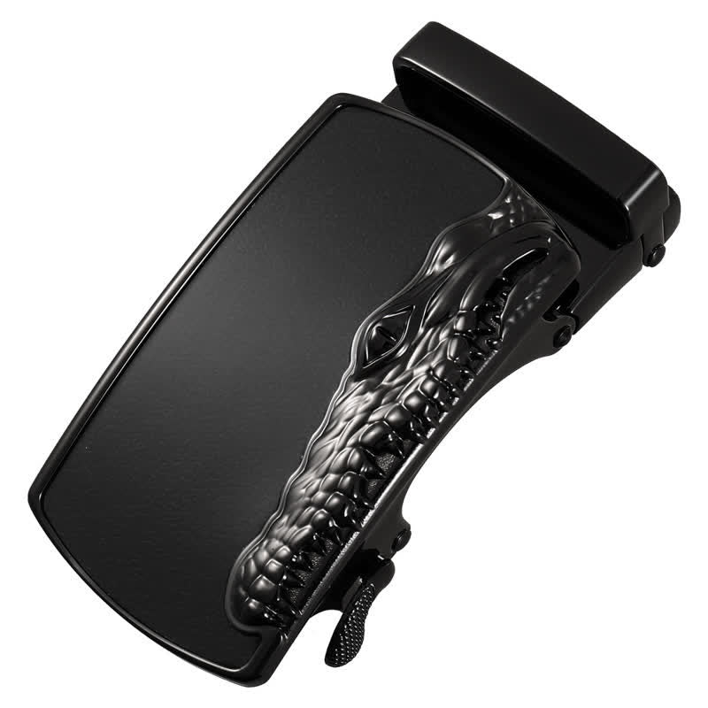 Men's DIY Black Crocodile Head Automatic Buckle Leather Belt - Black - Without Belt - image 0