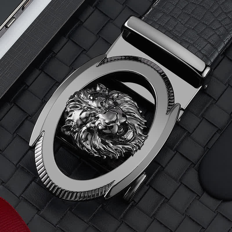 Men's Lion Business Hollow Automatic Buckle Leather Belt - image 4