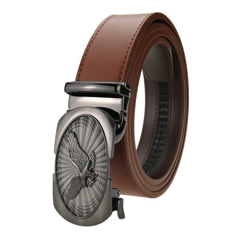 Men's Soaring Eagle Automatic Buckle Business Leather Belt - Brown - 46 - image 4