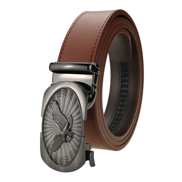 Men's Soaring Eagle Automatic Buckle Business Leather Belt - Brown - 46 - image 4
