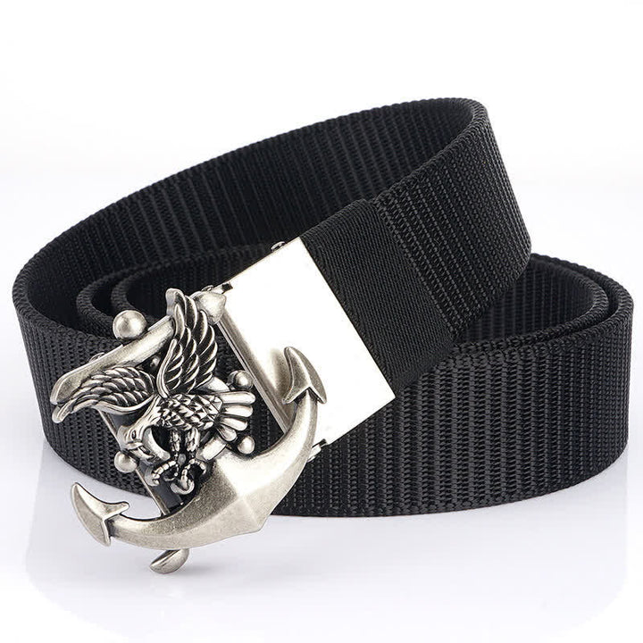 Men's Eagle Anchor Nylon Belt - Black / Silver - 48" - image 16