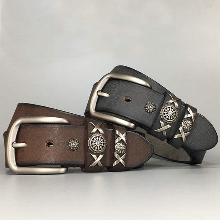 Men's Unique Rivet Studded Handmade Leather Belt - image 8