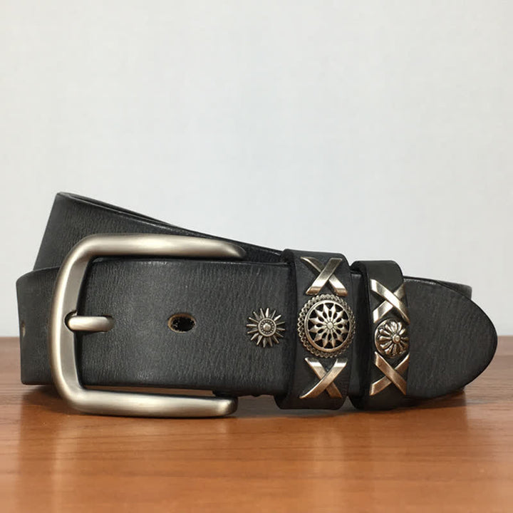 Men's Unique Rivet Studded Handmade Leather Belt - image 11