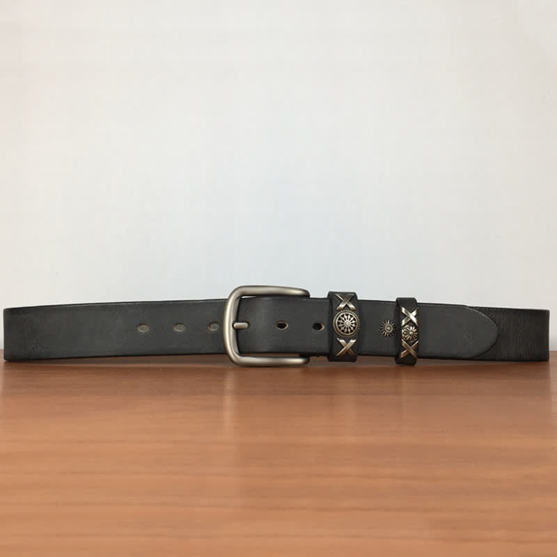 Men's Unique Rivet Studded Handmade Leather Belt - image 13