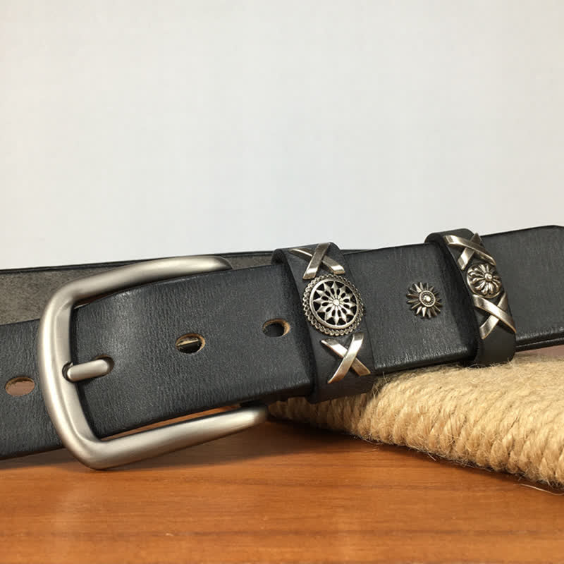Men's Unique Rivet Studded Handmade Leather Belt - image 10