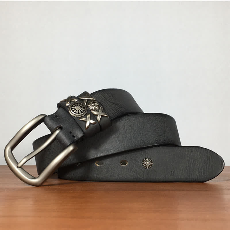 Men's Unique Rivet Studded Handmade Leather Belt - image 12