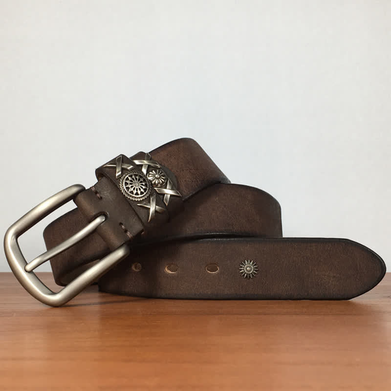 Men's Unique Rivet Studded Handmade Leather Belt - image 6