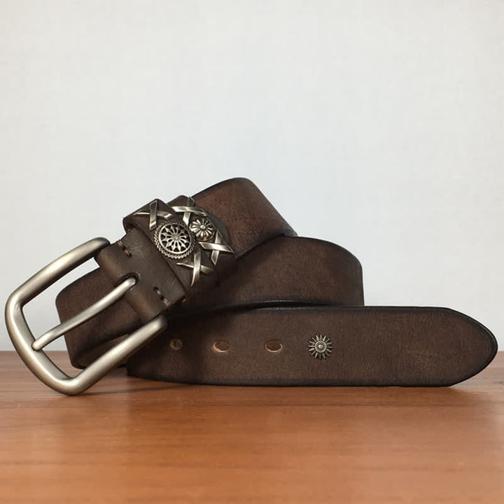 Men's Unique Rivet Studded Handmade Leather Belt - image 6