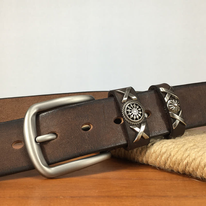 Men's Unique Rivet Studded Handmade Leather Belt - image 4