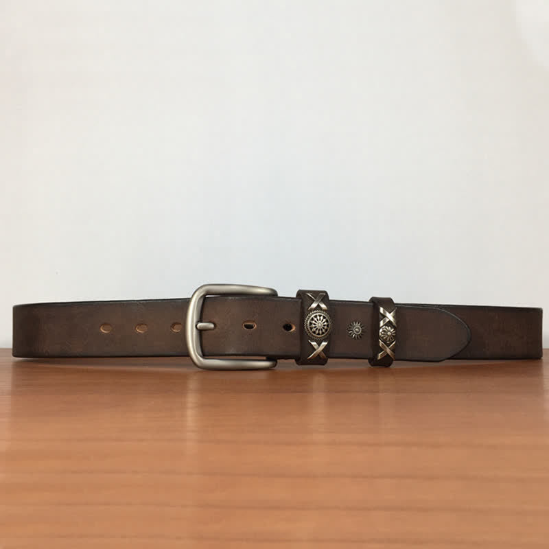 Men's Unique Rivet Studded Handmade Leather Belt - image 7