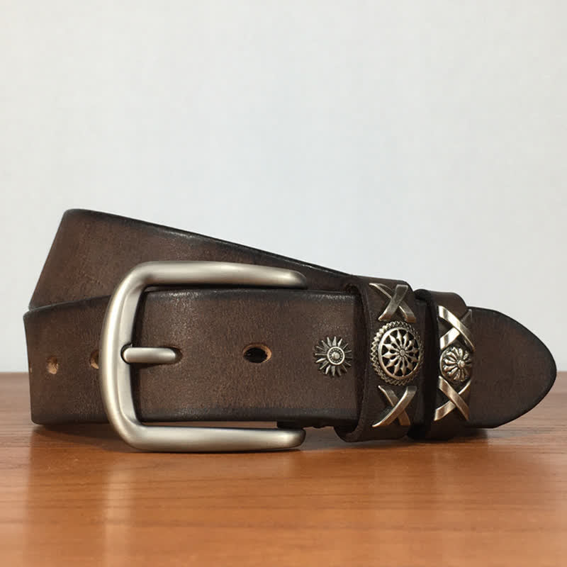 Men's Unique Rivet Studded Handmade Leather Belt - image 5