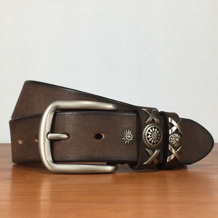 Men's Unique Rivet Studded Handmade Leather Belt - image 5