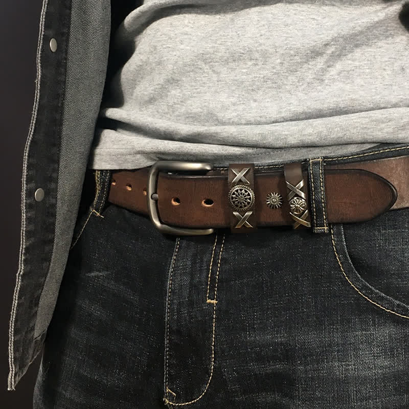 Men's Unique Rivet Studded Handmade Leather Belt - image 1