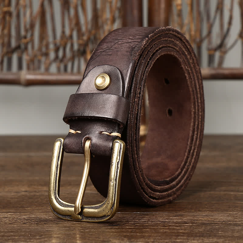 Men's Distressed Embossed Rudder Pattern Leather Belt - image 6