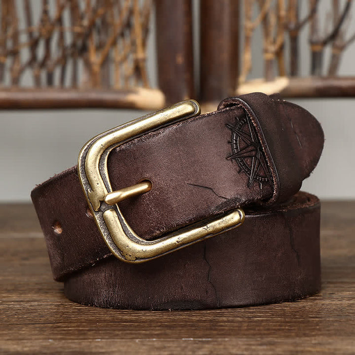 Men's Distressed Embossed Rudder Pattern Leather Belt - image 7