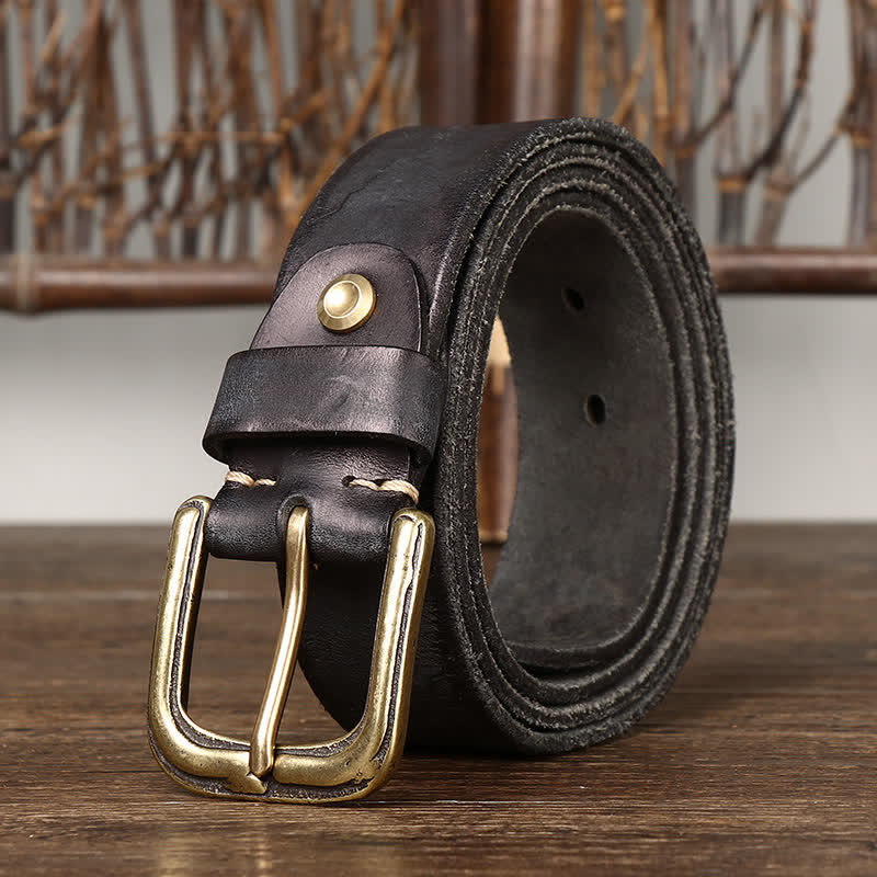 Men's Distressed Embossed Rudder Pattern Leather Belt - image 9