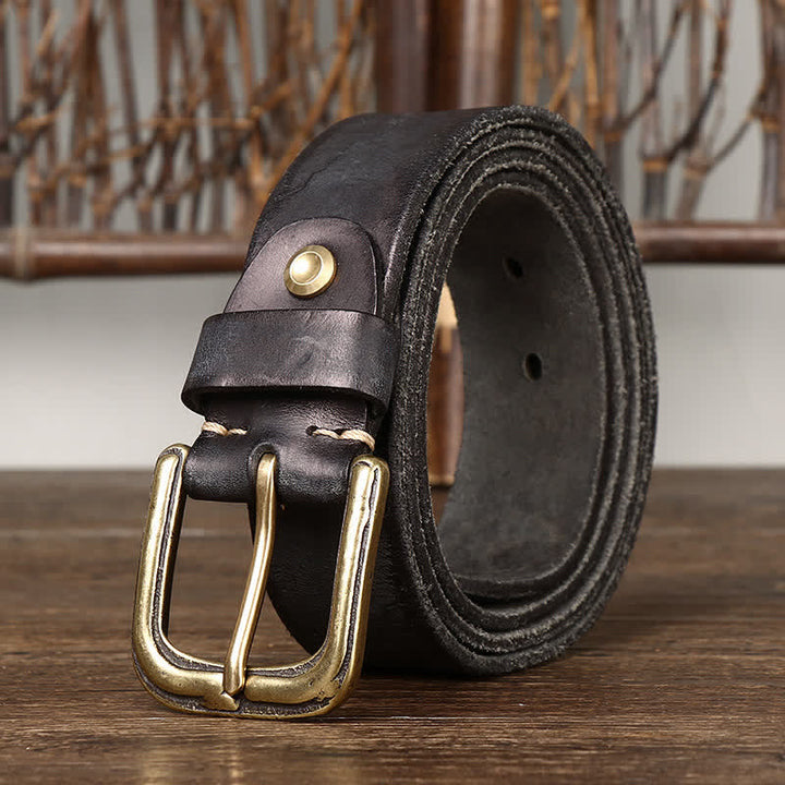 Men's Distressed Embossed Rudder Pattern Leather Belt - image 9