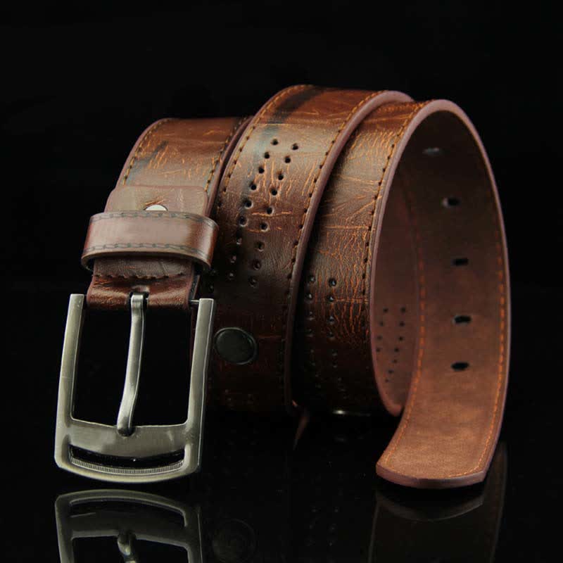 Men's Casual Punk Rivet Antique Hollow Leather Belt - image 1